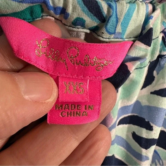 Lilly Pulitzer Calla off the shoulder romper, High Tide - Ready Set Gecko XXS - Picture 6 of 10